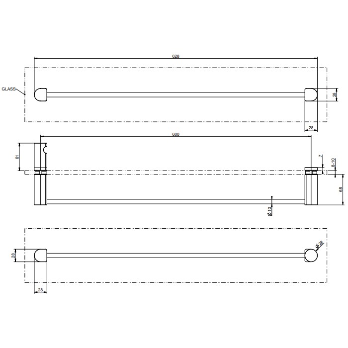 Gessi Полотенцедержатель 60 см, Rilievo, 59566#031 цвет: хром