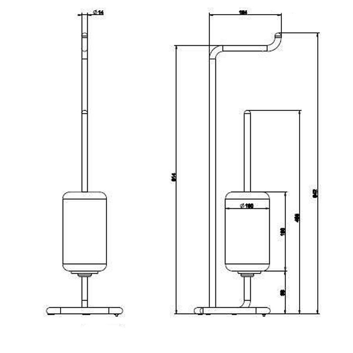 Gessi Стойка 55.1см., с держателем для туалетной бумаги и ершиком, подвесная, напольная, Eleganza, 38067#031 цвет: цвет: хром/белый