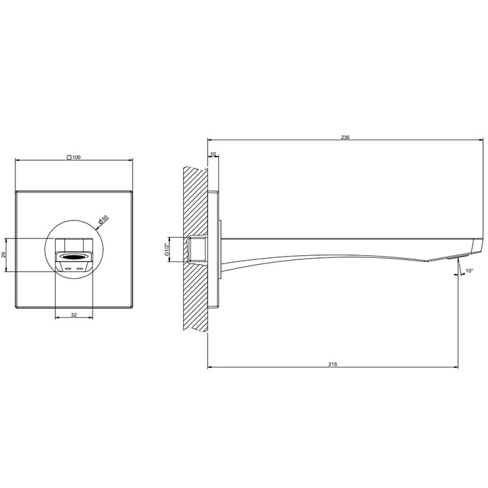 Gessi Настенный излив на 1/2”, комбинируемый с удаленным управлением (не входит в комплект)., Rilievo, 59100#299 цвет: nero xl