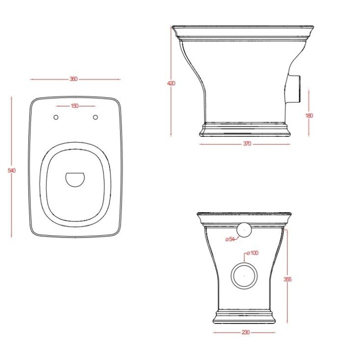 Унитаз напольный 36х54 см, слив в стену, Artceram Civitas, CIV003 01 00 цвет: белый