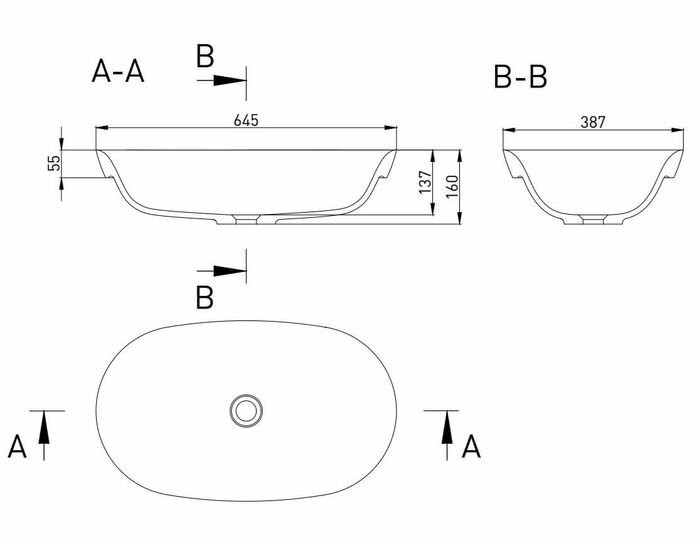 Salini раковина полувстраиваемая 64,5x38,7, marea, 1802201mrh цвет: матовый белый