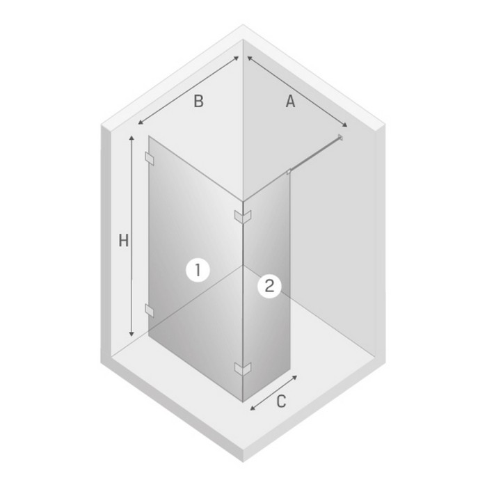 Душевое ограждение eventa стенка 1 90x200, New trendy Eventa chrome, хром арт. EXK-4631