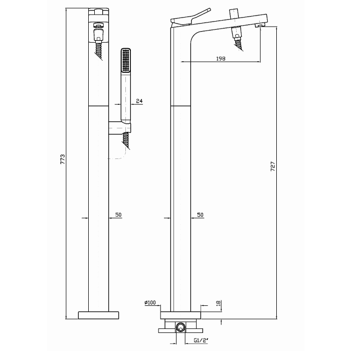 Zucchetti свободностоящий однорычажный смеситель для ванны, и душевым комплектом, soft, хром арт. zp7622 r99676