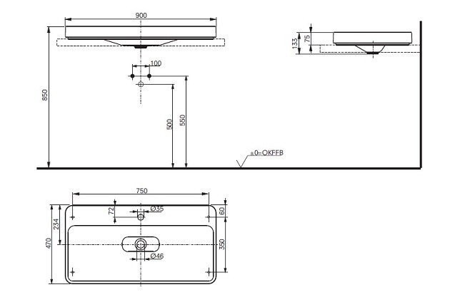 TOTO раковина полувстраиваемая, 900 мм, SG арт. LW172Y