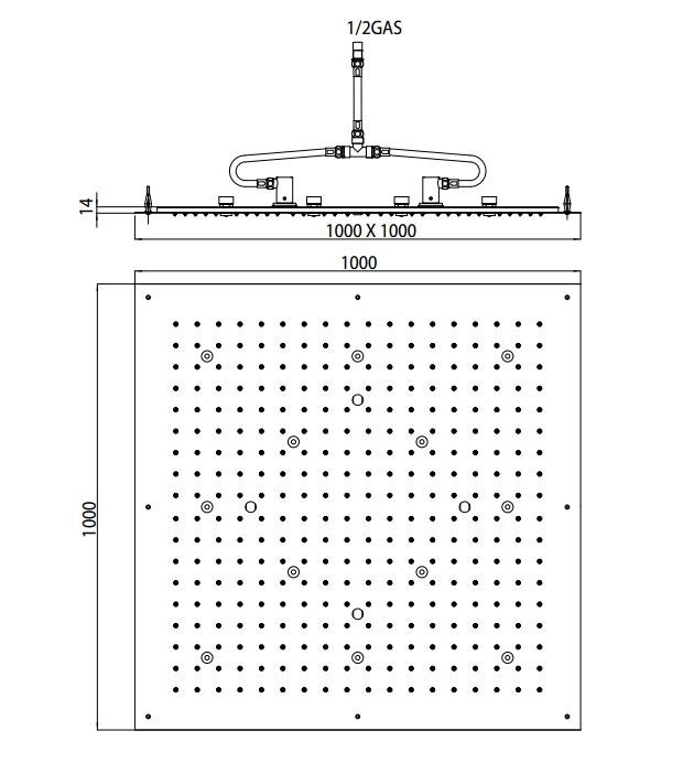 Bossini верхний душ xl с led подсветкой, dream, хром арт. wi0383.030