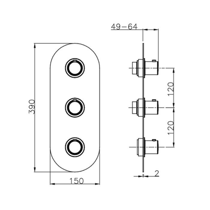 Cisal термостат для ванны на 2 потребителя - внешняя часть sm01v20040 slim cisal, цвет: чёрный матовый