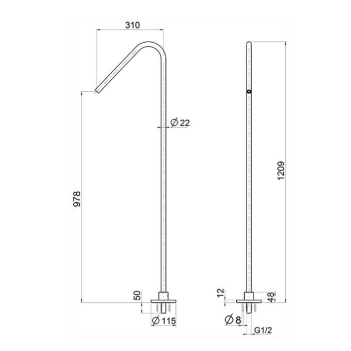 Cisal излив напольный для наполнения ванны | для раковины za001280d1 xion cisal, цвет: нержавеющая сталь