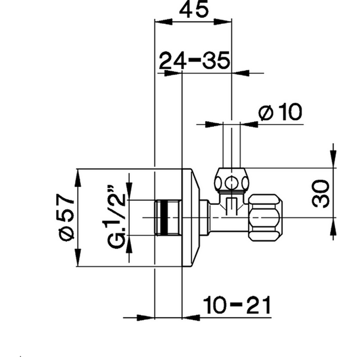 Cisal вентиль 1/2" угловой za00279021 complementi, цвет: хром