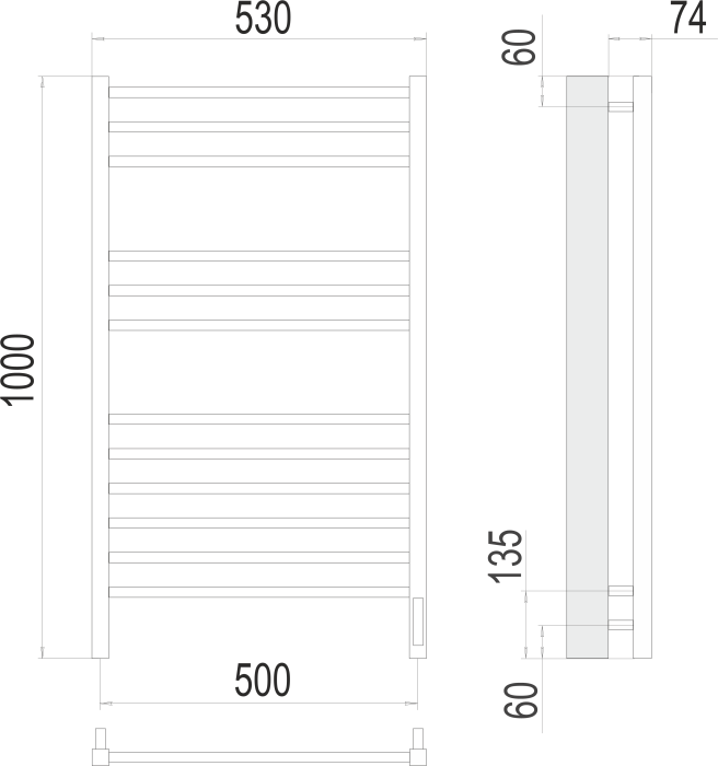 Terminus электрический полотенцесушитель сицилия п12 500х1000 электро (sensor quick touch), электрика люкс арт. 4670078526298