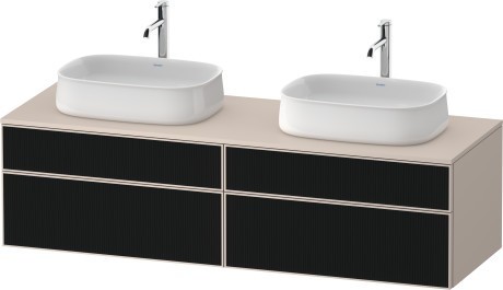 Duravit тумба подвесная под две раковины 550 мм х 1600 мм х 442 мм, zencha, ze4825b63830000 цвет: чёрное стекло/серо-коричневый суперматовый