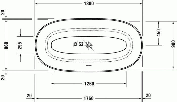 Duravit отдельно стоящая ванна 1800 мм х 900 мм, c двумя наклонами для спины, white tulip, 700469000000000 цвет: белый