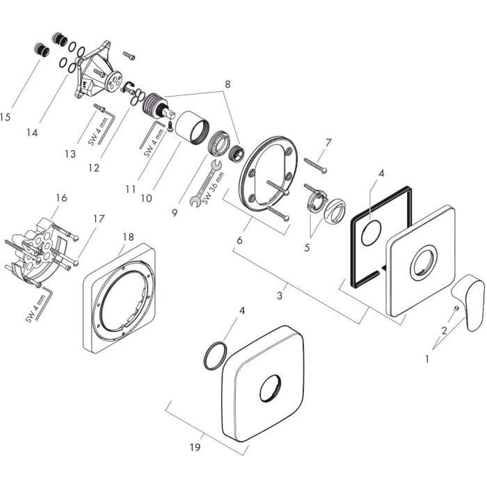 AXOR смеситель для душа, Citterio M, никель арт. 34625820