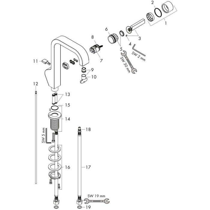 AXOR смеситель для раковины, с тонкой рукояткой, Citterio, черный арт. 39034340