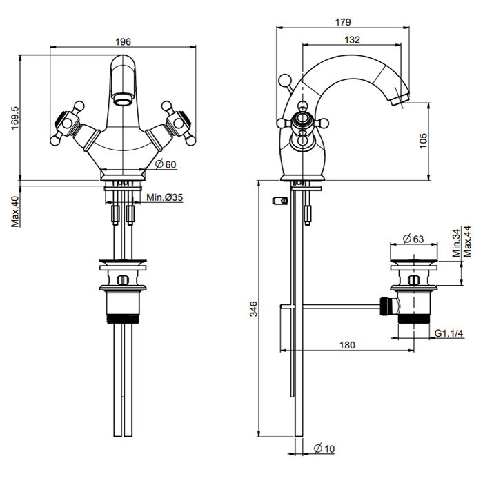 Fima Carlo Frattini смеситель на раковину, elizabeth, золото арт. f5091/2or
