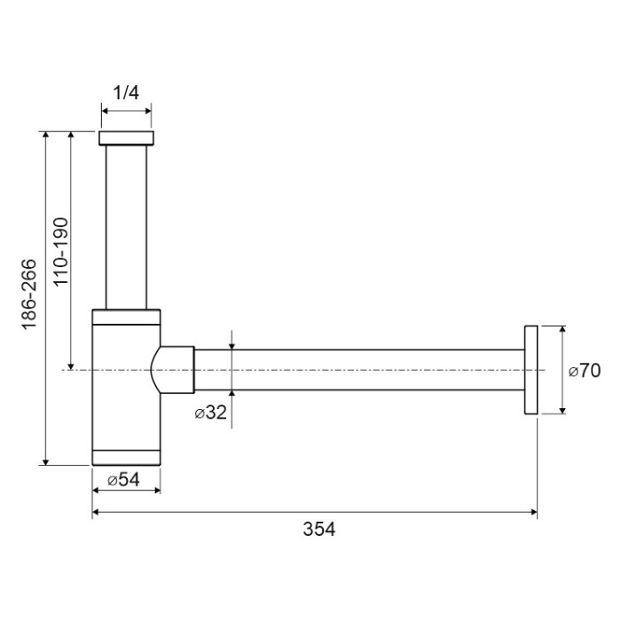 Сифон для раковины декоративный, Excellent, черный мат арт. INEX.2018BL