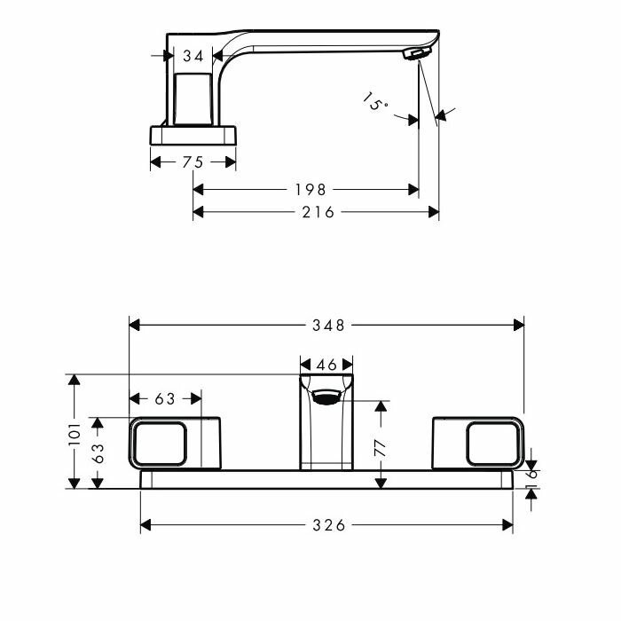 AXOR смеситель на край ванны, Urquiola, хром арт. 11436000