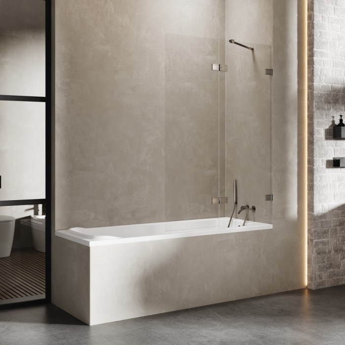 Шторка для ванны 110x150 r, New trendy Avexa gunmetal brushed, оружейная сталь арт. EXK-3524