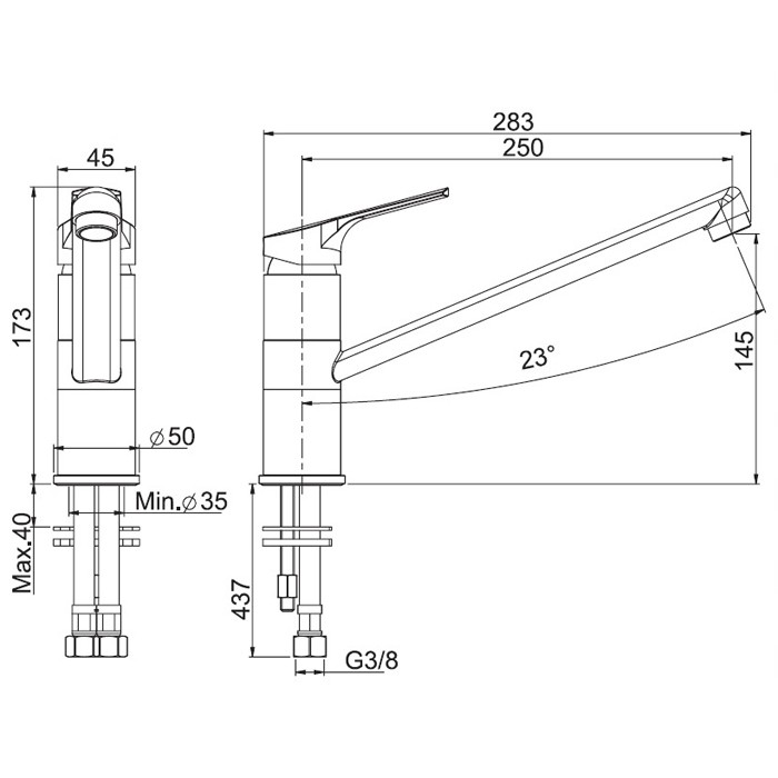 Fima Carlo Frattini смеситель для кухни с двумя гибкими шлангами 370мм, kitchen, хром арт. f3797cr