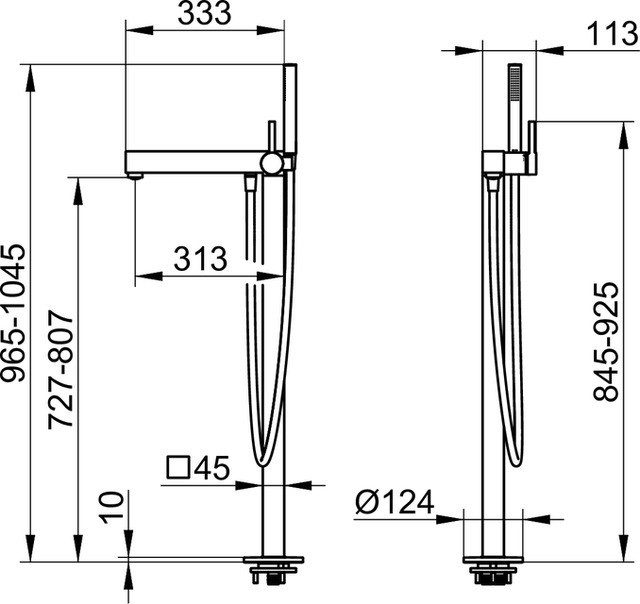 Keuco смеситель однорычажный для ванны для напольного монтажа, edition 90, хром арт. 59027 010100