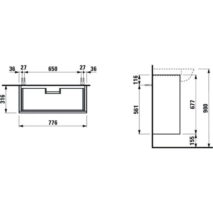 LAUFEN тумба под раковину 77x31, THE NEW CLASSIC - 4.0604.2.085.631.1