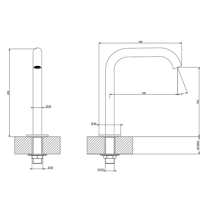 Gessi Излив для раковины, настольный, высота 16см., 316, 54091#299 цвет: black xl