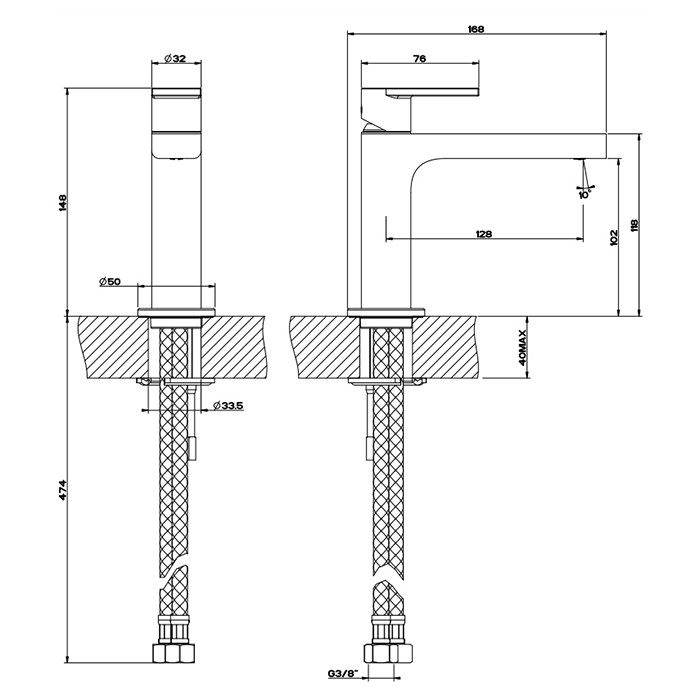 Gessi Смеситель для раковины, на 1 отв, Emporio Via manzoni, 38606#031 цвет: хром