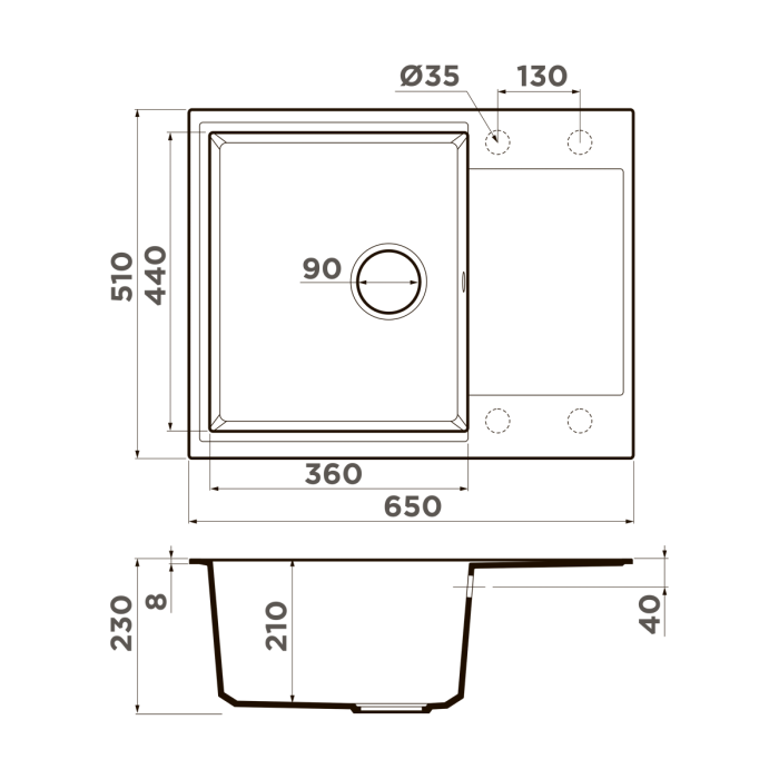 Omoikiri кухонная мойка Daisen 65T, ваниль арт. 4993513
