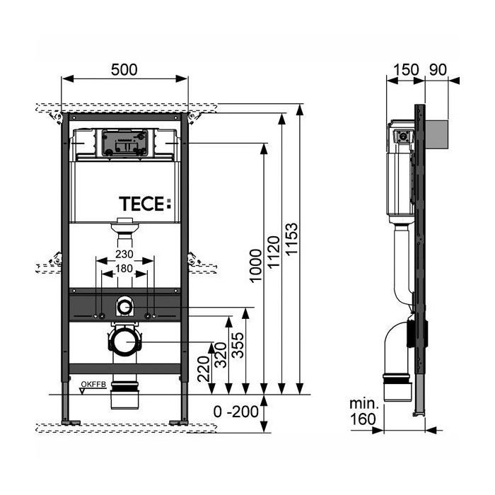 TECE унитаз подвесной в комплекте с инсталяцией и клавишей смыва k400321wc, - к400321wc