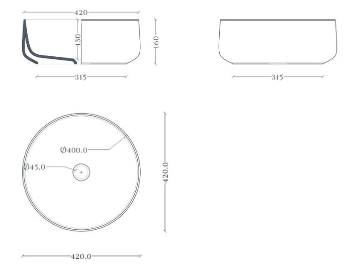 Раковина накладная d42 см, matera/покрытие Saniglaze, Art Ceram Cognac арт. COL001 41 34