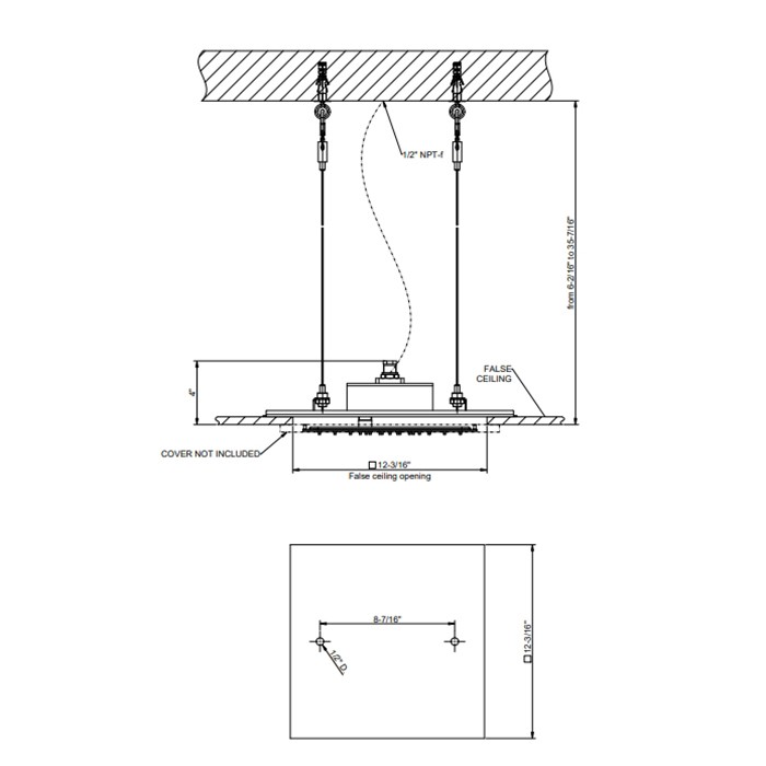 Gessi Встраиваемая в потолок душевая система 35х35см., с функцией тропический ливень, Minimali, 57801#238 цвет: mirror steel