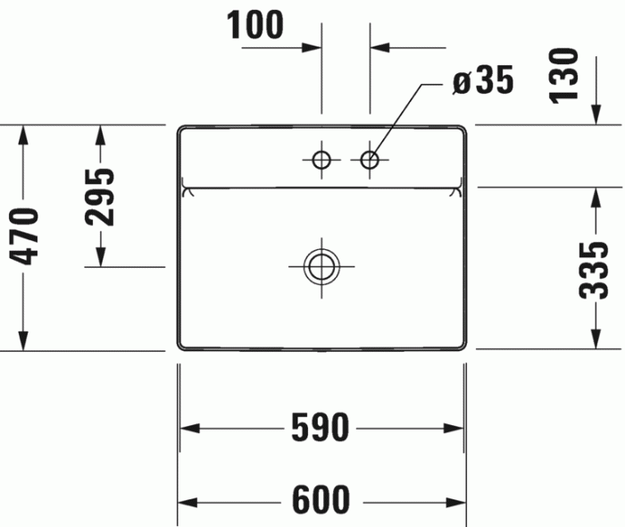 Duravit раковина подвесная без отверстий под смеситель, без перелива, durasquare, 2354600070 цвет: белый