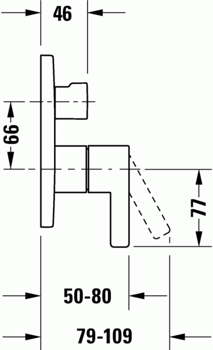 Duravit cмеситель однорычажный для ванны скрытого монтажа, с переключателем и клапаном обратного тока, d-neo, de5210018010 цвет: хром
