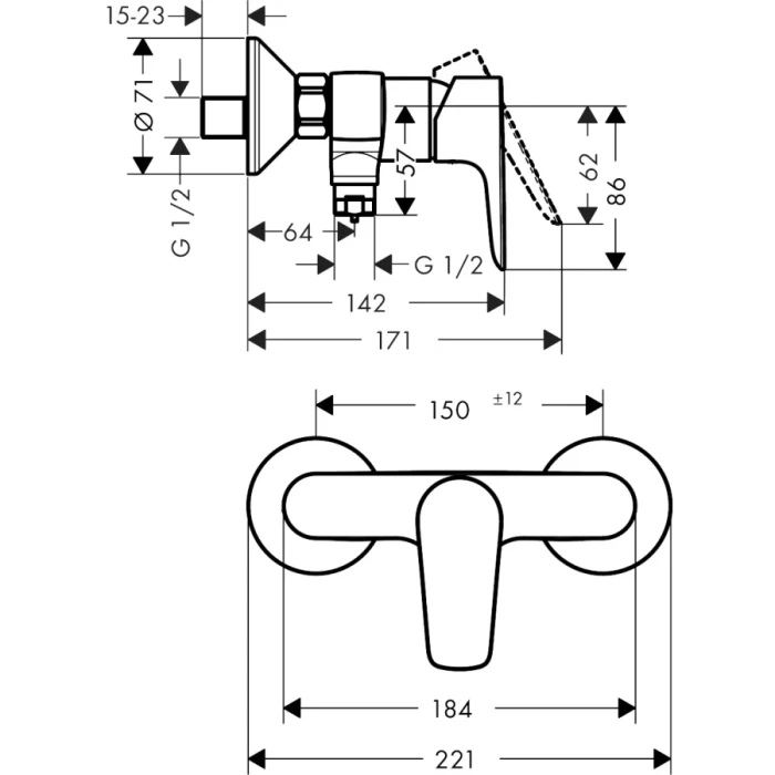 Hansgrohe смеситель для душа, Talis E, черный арт. 71760340