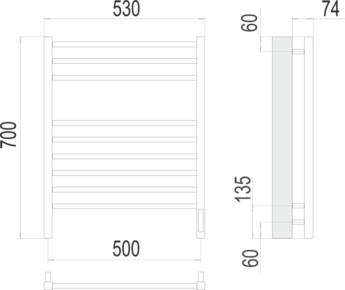 Terminus электрический полотенцесушитель сицилия п9 500х700 электро (sensor quick touch), электрика люкс арт. 4670078526311