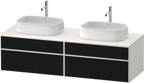 Duravit тумба подвесная под две раковины 550 мм х 1600 мм х 442 мм, zencha, ze4825b63840000 цвет: чёрное стекло/белый суперматовый