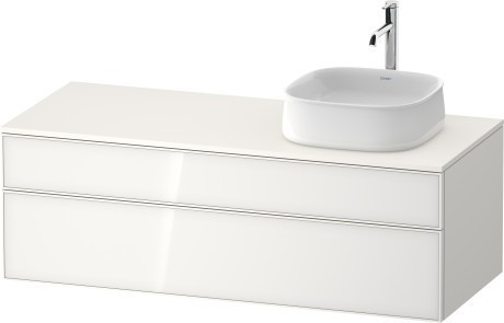 Duravit тумба подвесная с вырезом под раковину справа 550 мм х 1300 мм х 442 мм, zencha, ze4822r64840000 цвет: белое стекло/белый суперматовый