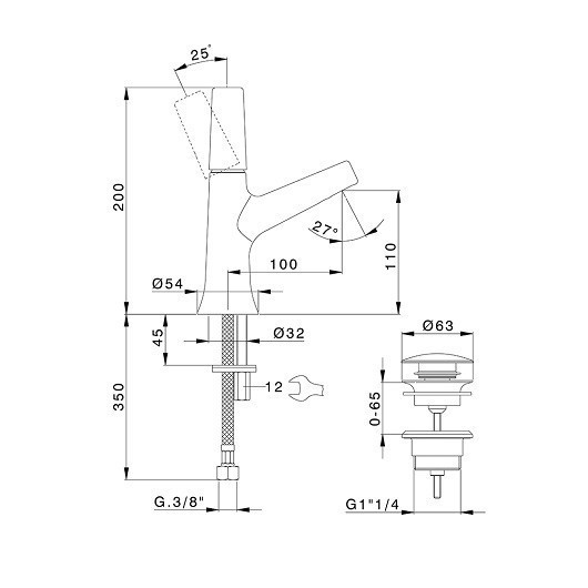 Cisal смеситель для раковины, vi0005142q vita, цвет: black titanium