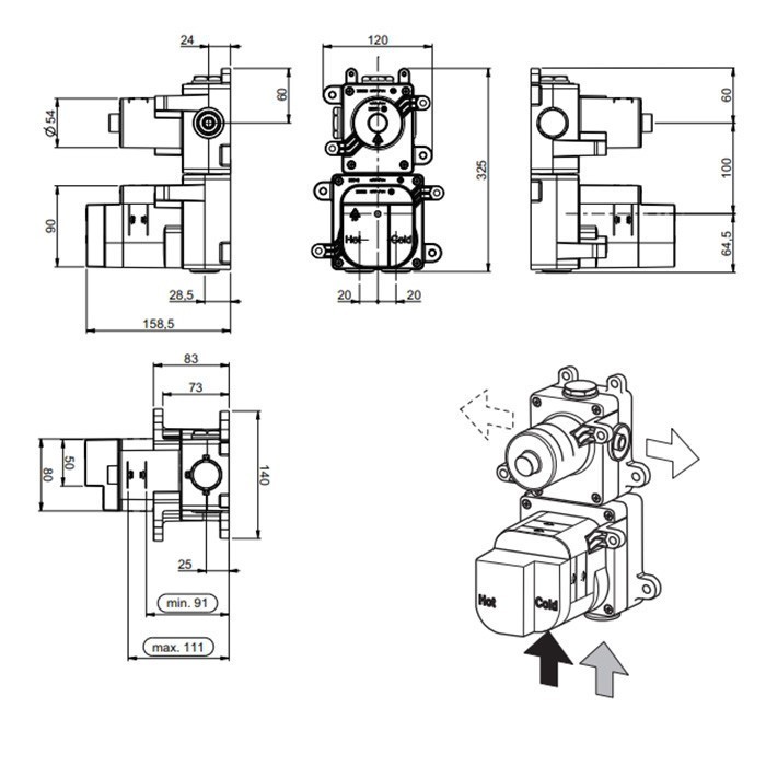 Almar внутренняя часть для смесителя, water control high flow, e176003