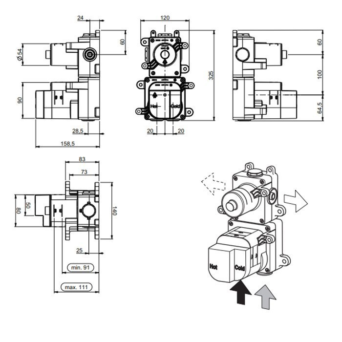 Almar внутренняя часть для смесителя, water control high flow, e176504