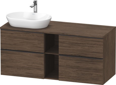 Duravit тумба подвесная 1400 x 550 мм, для раковины слева, с консолью, d-neo, de4970l2121 цвет: орех темный