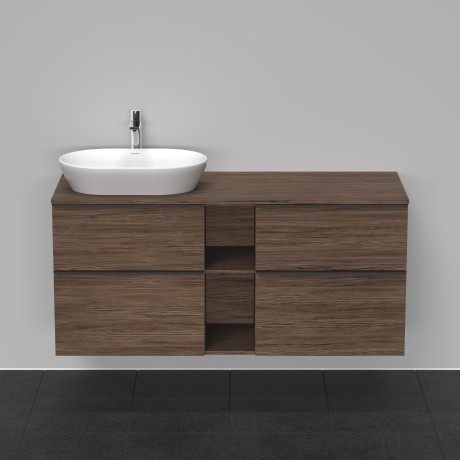 Duravit тумба подвесная 1400 x 550 мм, для раковины слева, с консолью, d-neo, de4970l2121 цвет: орех темный