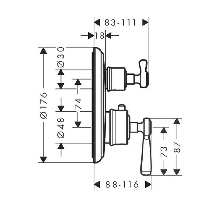 AXOR термостат для душа, Montreux, золото арт. 16801990
