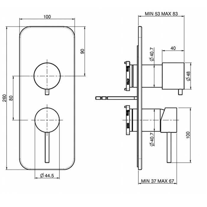 Fima Carlo Frattini смеситель для душа встроенный, с переключателем на 2/3 источника, spillo up, хром арт. f3039x6cr f4000