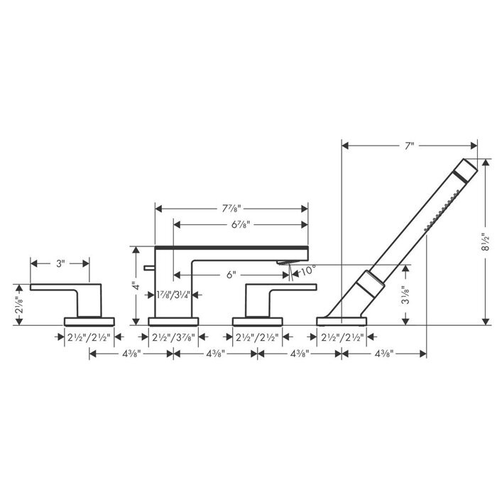 AXOR смеситель на край ванны, MyEdition, хром арт. 47430000