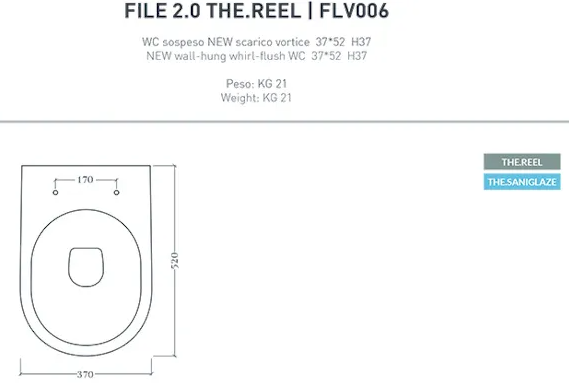 Унитаз подвесной Reel 37x52 см, ArtCERAM FILE 2.0, tortora с покрытием Saniglaze арт. FLV006 40 00