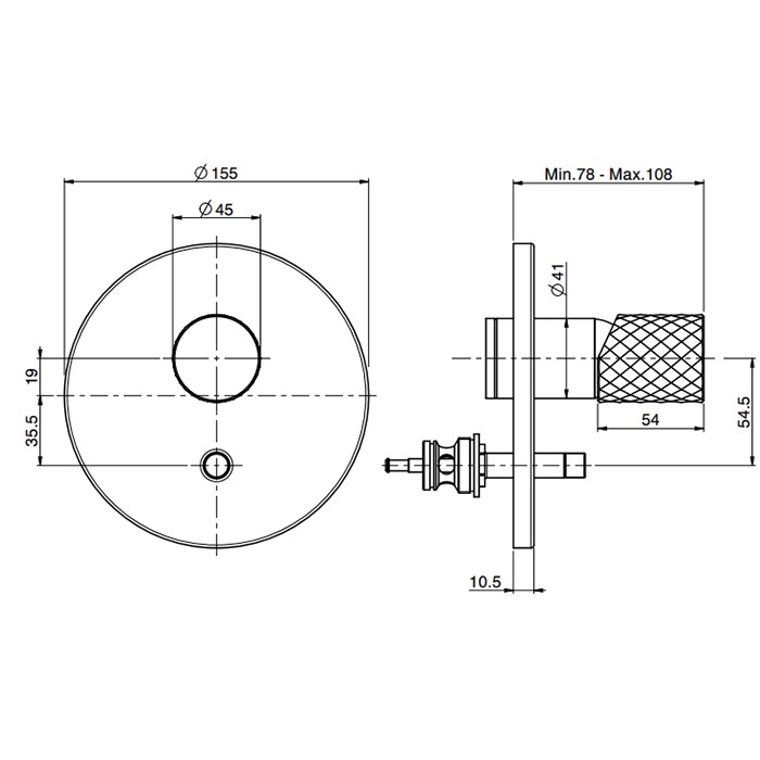 Fima Carlo Frattini смеситель для душа, встраиваемый, переключателем на 2 источника, spillo tech, черный арт. f3039te2xns