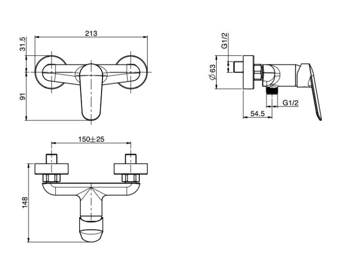 Fima Carlo Frattini смеситель для душа внешнего монтажа без душевого комплекта, spot, хром арт. f3005/1cr