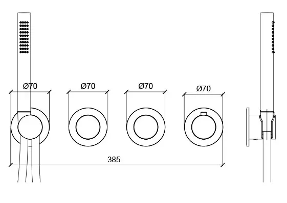 Внешняя часть термостатического смесителя на 2 потребителя с модулем ручного душа, Almar Push Round, хром арт. E180433.CR