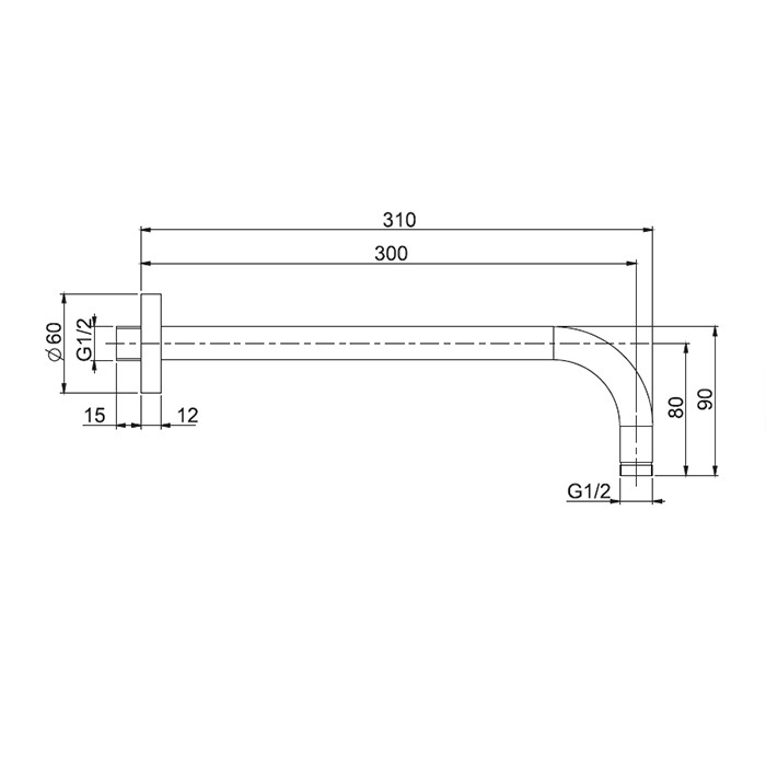Fima Carlo Frattini держатель верхнего душа 300 мм., настенного монтажа wellness, хром арт. f2138cr.30