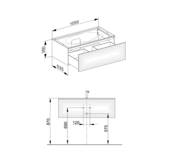 Keuco тумба подвесная под раковину с одним выдвижным фронтом, edition 11, черный арт. 31351 570000